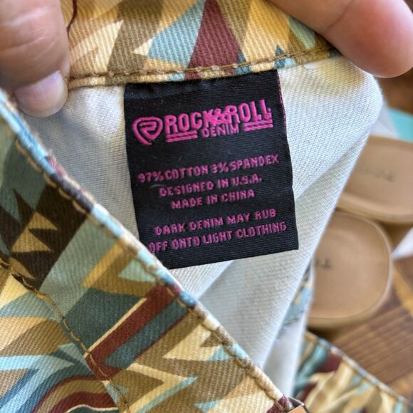 ROCK&ROLL DENIM Bargain Button Bell High Rise‎ Extra Stretch Pants Size 33x32 - Picture 11 of 12